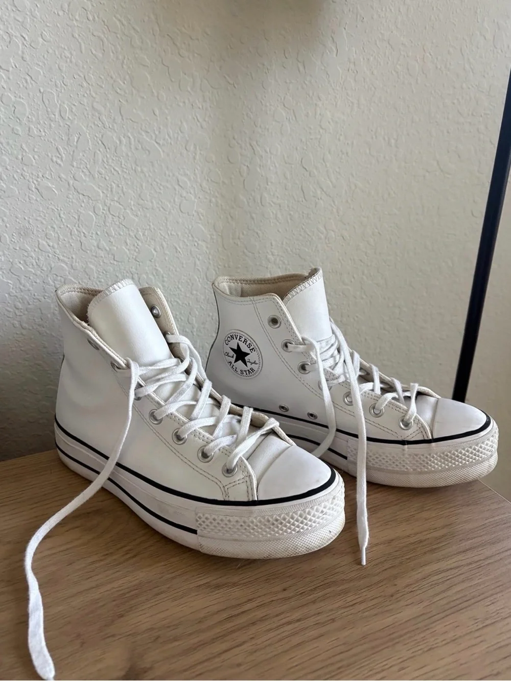 Converse White and Black High Top Sneakers - Picture 2 of 4